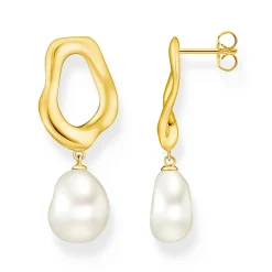 Thomas Sabo Yellow Gold Plated Freshwater Pearl Drop Earrings
