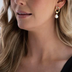 Thomas Sabo Yellow Gold Plated Freshwater Pearl Drop Earrings
