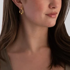 Thomas Sabo Yellow Gold Plated Wavy Hoop Earrings