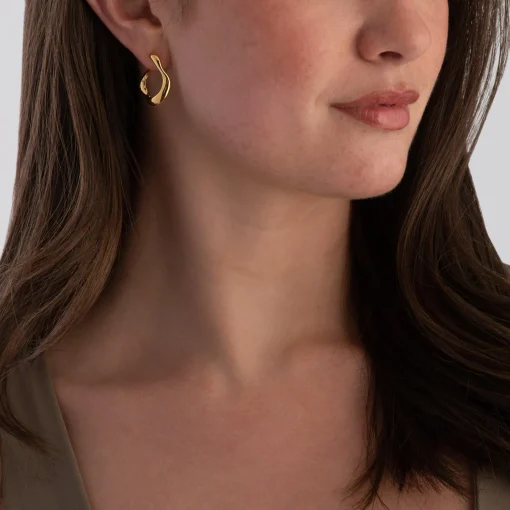 Thomas Sabo Yellow Gold Plated Wavy Hoop Earrings
