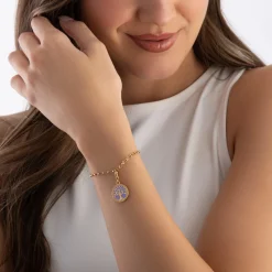 Thomas Sabo Yellow Gold Plated Tree Of Love Charm