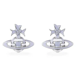 Vivienne Westwood Blue Ribbon Silver Stud Earrings
