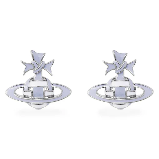Vivienne Westwood Blue Ribbon Silver Stud Earrings