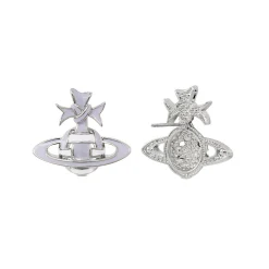 Vivienne Westwood Blue Ribbon Silver Stud Earrings