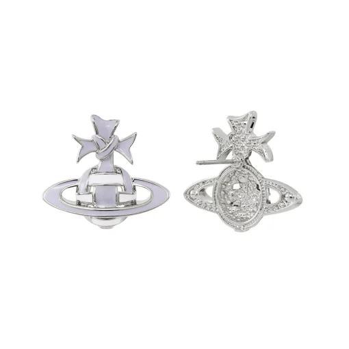 Vivienne Westwood Blue Ribbon Silver Stud Earrings