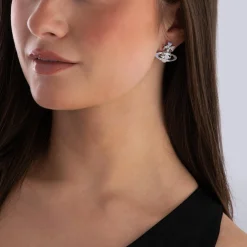 Vivienne Westwood Blue Ribbon Silver Stud Earrings