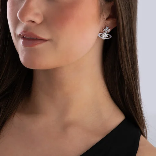 Vivienne Westwood Blue Ribbon Silver Stud Earrings
