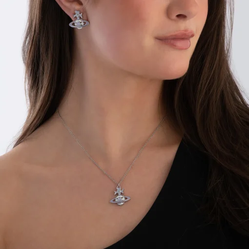 Vivienne Westwood Blue Ribbon Silver Stud Earrings