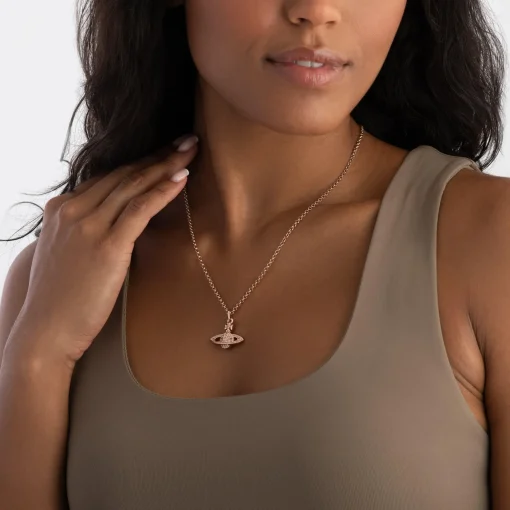 Vivienne Westwood Diamante Rose Gold Tone Orb Pendant