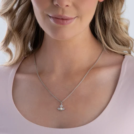 Vivienne Westwood Feodora Silver Pearl and Cubic Zirconia Pendant