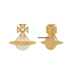 Vivienne Westwood Franca Yellow Gold Tone Cubic Zirconia and Opal Stud Earrings