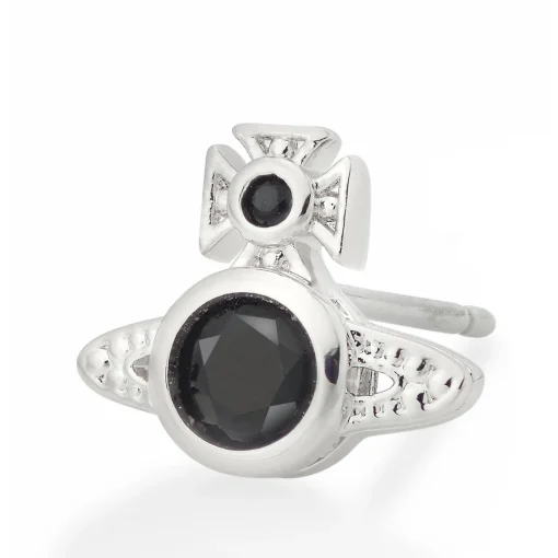 Vivienne Westwood London Orb Black Crystal Single Stud Earring