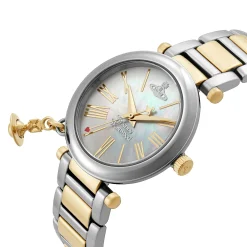 Vivienne Westwood Mother Orb 32mm Stainless Steel and Yellow Gold Tone Mother of Pearl Ladies Watch