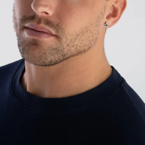 Vivienne Westwood Nano White Metal Crystal Men’s Single Stud Earring