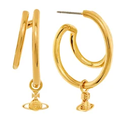 Vivienne Westwood Ronda Yellow Gold Tone Hoop Earrings