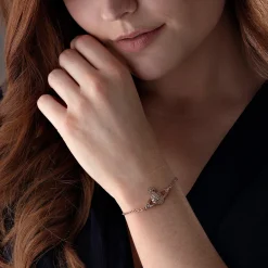 Vivienne Westwood Rose Gold Tone Orb Crystal Bracelet