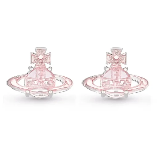 Vivienne Westwood Tammy Silver Pink Cubic Zirconia Stud Earrings