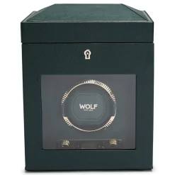 WOLF British Racing Green Single Watch Winder with Storage