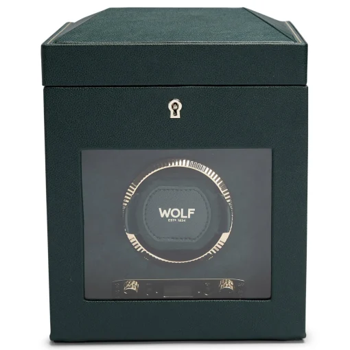 WOLF British Racing Green Single Watch Winder with Storage