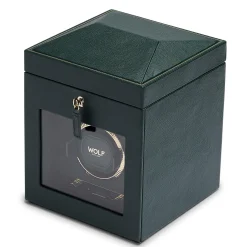 WOLF British Racing Green Single Watch Winder with Storage