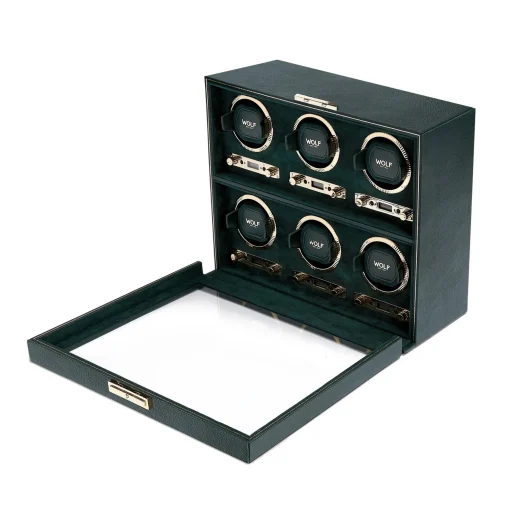 WOLF British Racing Green 6 Piece Watch Winder
